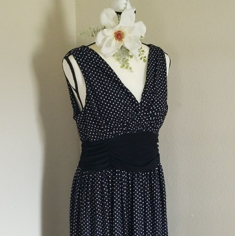 Plus size black and polka dot dress